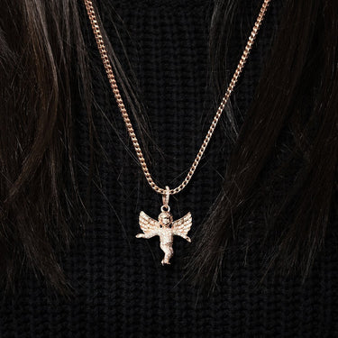 Rose 14K Rose Gold Diamond Angel Pendant 1.00 Ctw